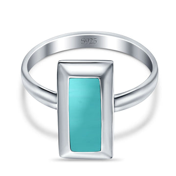 Radiant Cut Solitaire Thumb Ring 925 Sterling Silver Simulated Turquoise 16mm